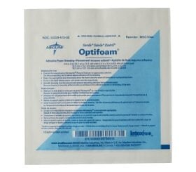 Medline Optifoam® Adhesive Foam Dressing, 4" x 4" with 2.5" x 2.5" Pad