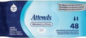 ATTENDS WASHCLOTH 8.7 X 12.5 SCENTED 72/PACK