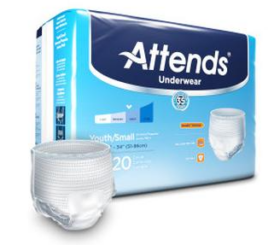 Attends® Underwear, Youth/Small (20”-34”, 80-125 lbs)