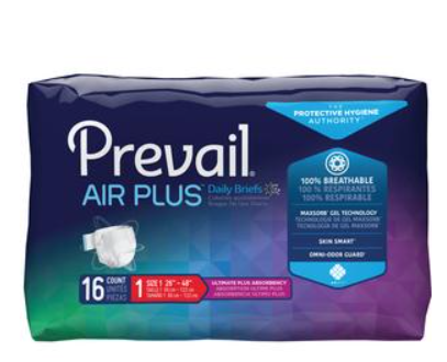 Prevail Air Plus Briefs, Size 1, Medium, 26″-48″