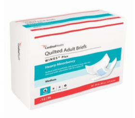 Cardinal Health, Quilted Adult Briefs, Wings™ Plus, Medium, 32" - 44"
