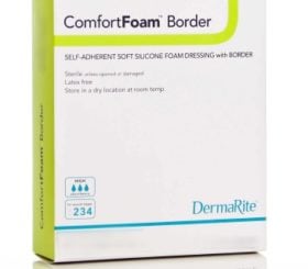ComfortFoam Border Foam Wound Dressing with Soft Silicone Adhesive, Sm. Sacral, 7.2" x 7.2"