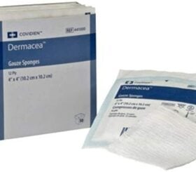 Dermacea Gauze Sponge, Non USP VII Gauze, Sterile, 4" x 4", 12-ply.