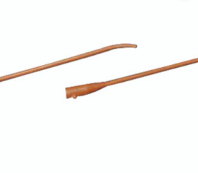 Bard Tiemann Red Rubber Coude Tip Urethral Catheter, Two Eyes, 16Fr 16"