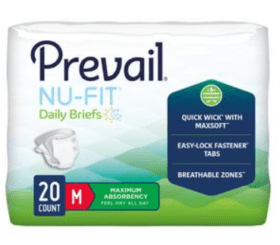 Prevail NU-FIT Maximum Absorbency Adult Briefs, Medium